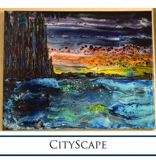 ACRYLIC Print of Original Painting "CityScape" 16" x 20"
