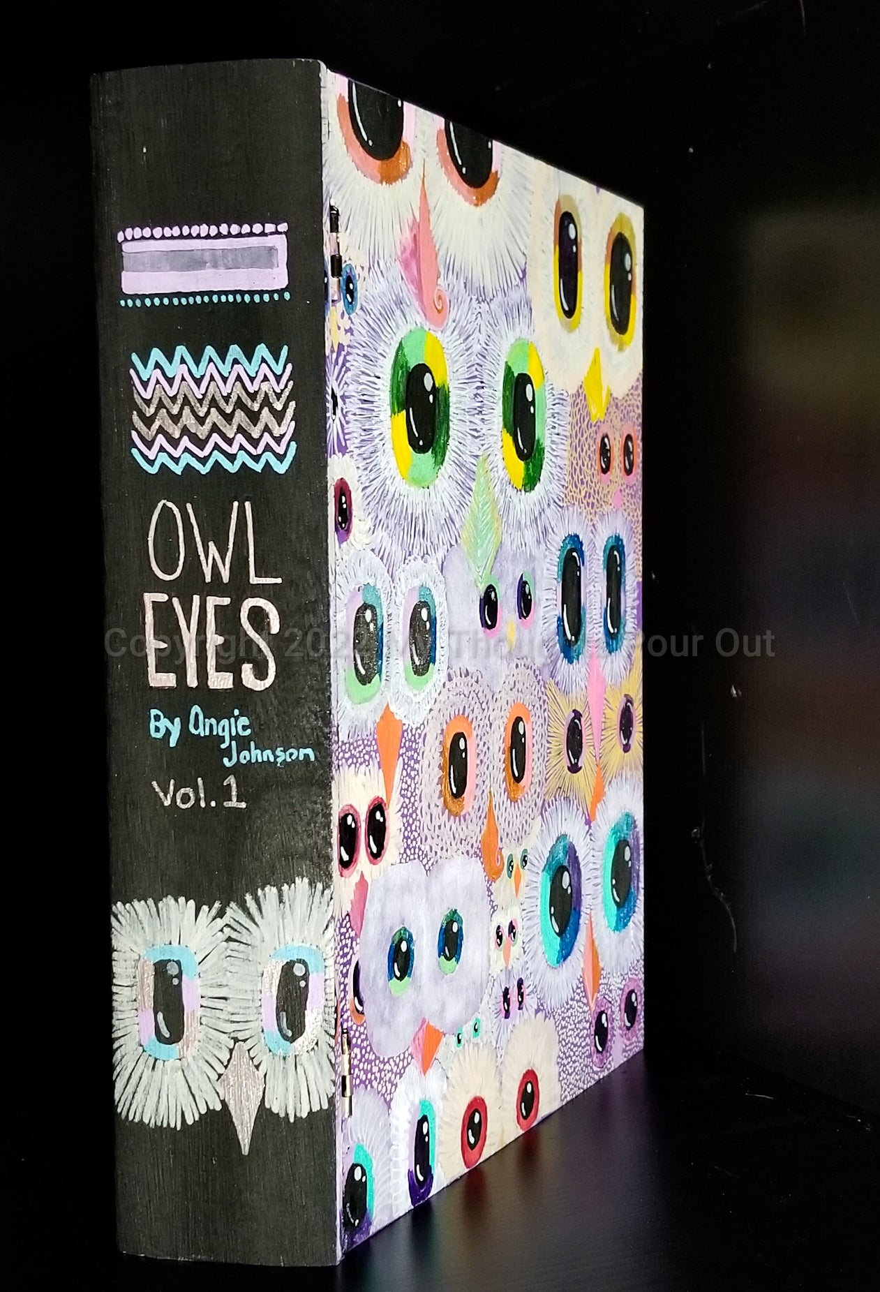"Owl Eyes" Wood Storage Book - Handpainted