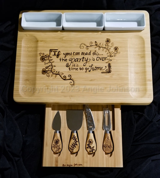 sold**Large Bamboo Charcuterie Board and Knife Set