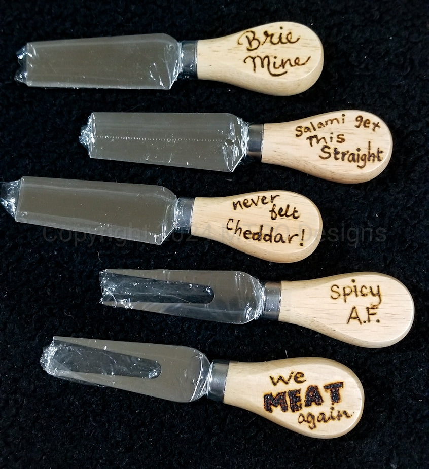 Mini Cheese/Charcuterie Knives with Freehand Burning