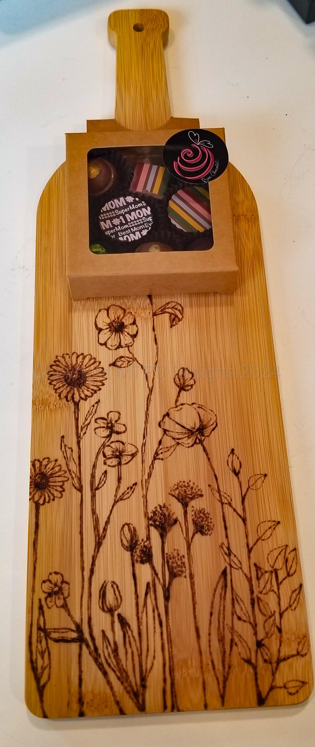 Mother's Day Special - Bamboo Wine Charcuterie Board & 8 pieces Handmade Chocolate